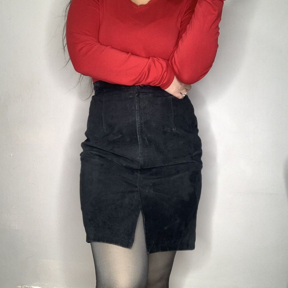 Vintage Forenza Women Leather Pencil Skirt High Waisted Black Vintage Size 10 M